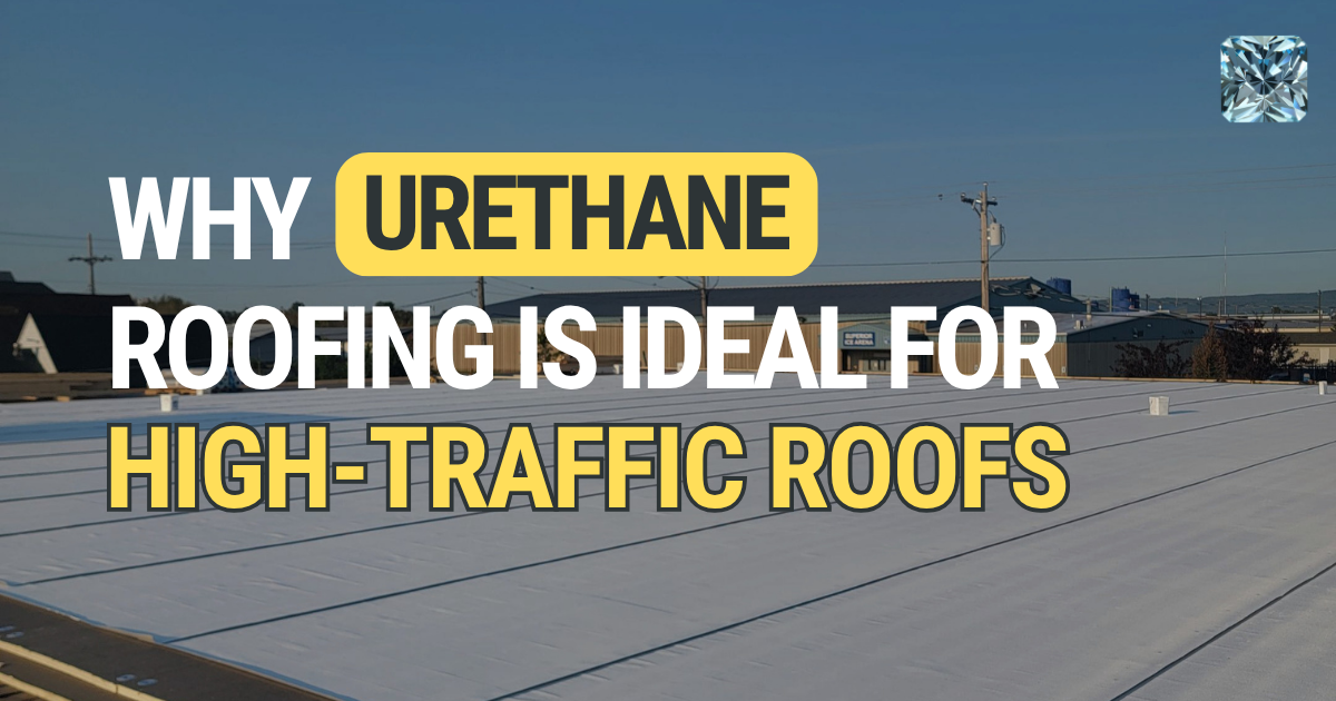 Why Urethane Roofing Is Ideal for High-Traffic Roofs, large commercial flat roof with a seamless coating