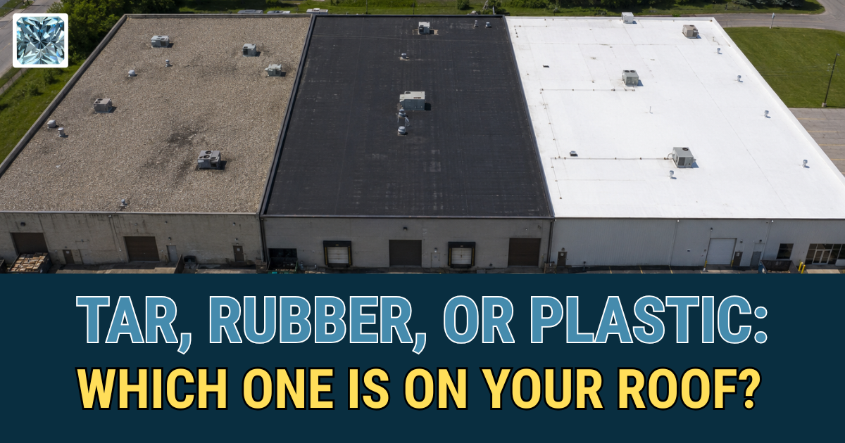Tar, Rubber, or Plastic: Which One Is on Your Roof? Three commercial flat roof types side by side