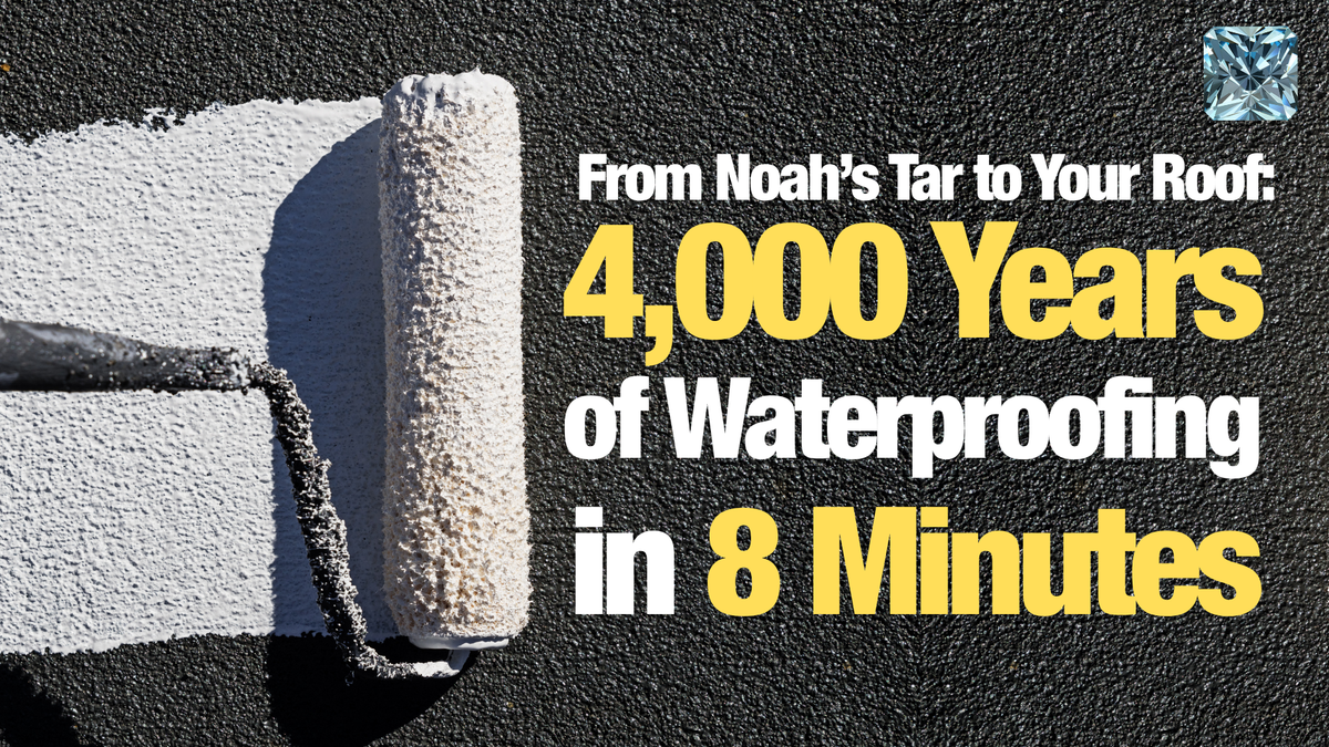 From Noah's Tar to Your Roof: 4,000 Years of Waterproofing in 8 Minutes, paint roller applying white roof coating