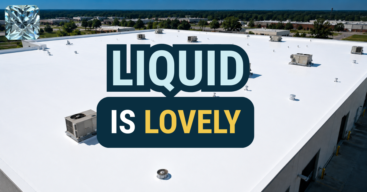 Liquid Is Lovely: aerial view of a seamless white liquid-coated commercial flat roof