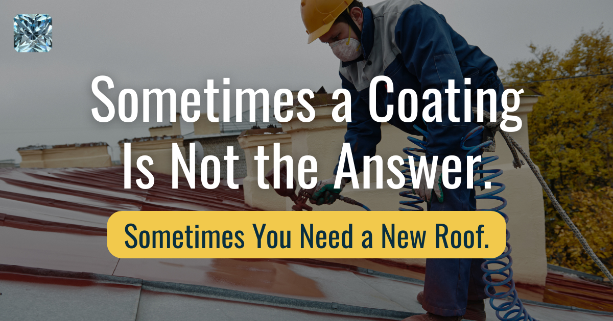 Sometimes a coating is not the answer, sometimes you need a new roof: commercial roofing contractor on a roof