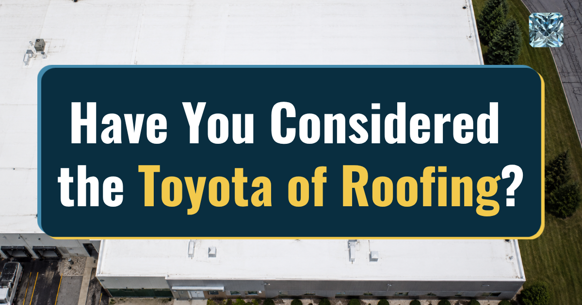 Have you considered the Toyota of roofing? Aerial view of a large commercial flat roof
