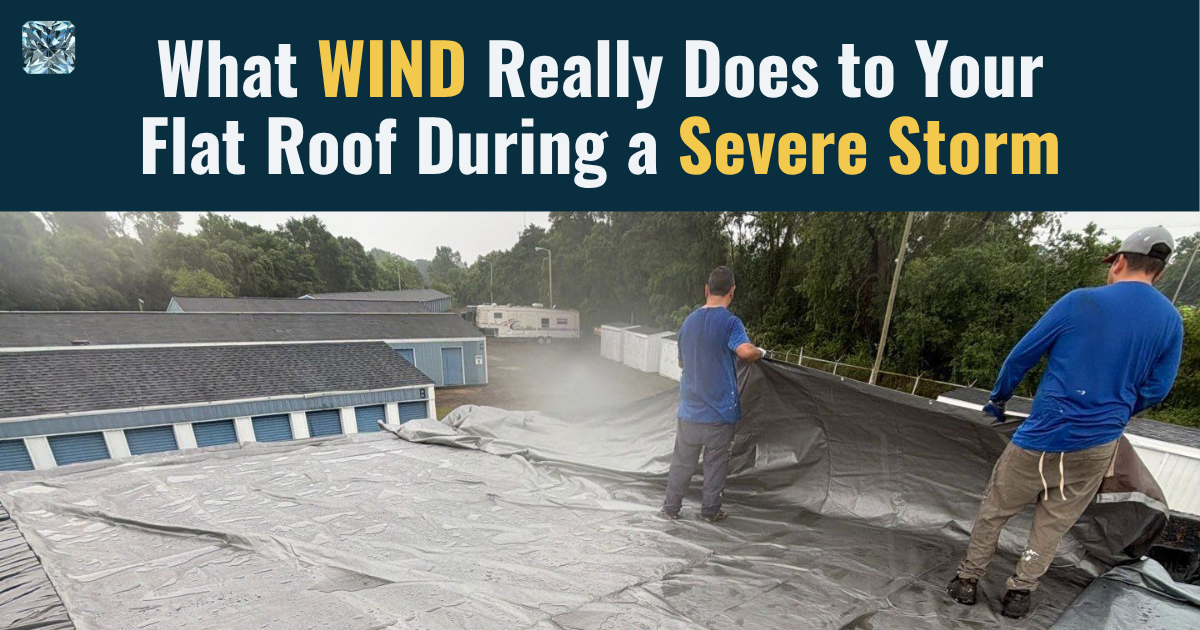 What wind really does to your flat roof during a severe storm.