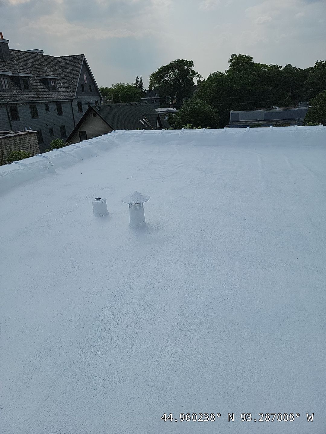 White roof with two exhaust vents